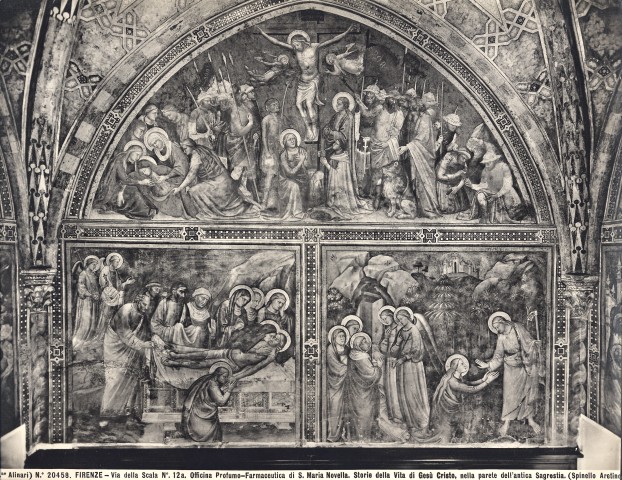 Alinari, Fratelli — Firenze - Via della Scala N°. 12a. Officina Profumo-Farmaceutica di S. Maria Novella. Storie della Vita di Gesù Cristo, nella parete dell'antica Sagrestia. (Spinello Aretrino?) — insieme